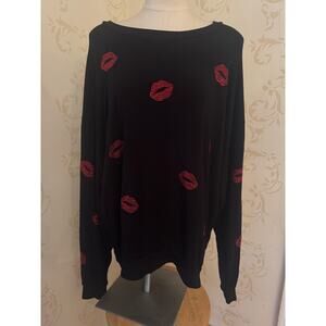 Lauren Moshi Beautiful Rhinestone lips Sweater Ladies Large